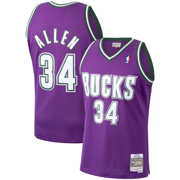 Elegante Fantastico Cool Ray Allen Milwaukee Bucks 2000/01 Hardwood Classics Swingman Jersey Purple