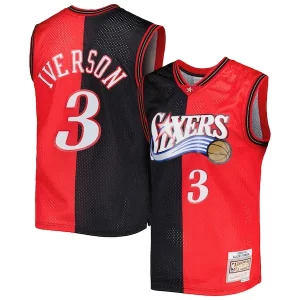 Elegante Incantevole Allen Iverson Philadelphia 76ers Hardwood Classics 2000/01 Split Swingman Jersey Black/Red