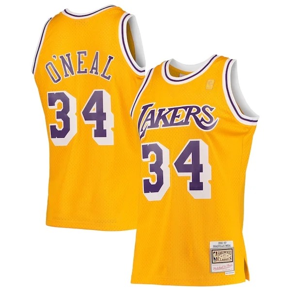 Elegante Magnifico Meraviglioso Shaquille O'Neal Los Angeles Lakers 1996/97 Hardwood Classics Swingman Jersey Gold/Purple/Royal