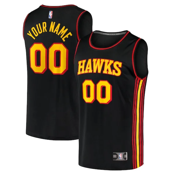 Elegante Pratico Moderno Atlanta Hawks Youth Custom Fast Break Replica Jersey Black Statement Edition