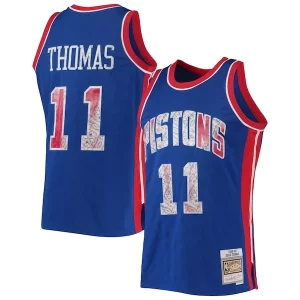 Elegante Sofisticato Isiah Thomas Detroit Pistons 1988/89 Hardwood Classics NBA 75th Anniversary Diamond Swingman Jersey Blue