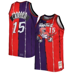 Elegante Vince Carter Toronto Raptors Big & Tall Hardwood Classics 1998/99 Split Swingman Jersey Purple/Red