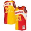 Fantastico Delizioso Dominique Wilkins Atlanta Hawks Hardwood Classics 1986/87 Split Swingman Jersey Yellow/Red