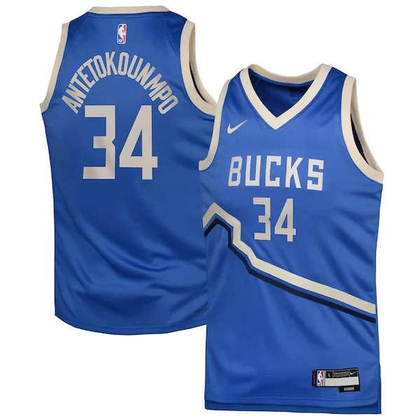 Fantastico Giannis Antetokounmpo Milwaukee Bucks Nike Youth 2024/25 Swingman Player Jersey City Edition Royal