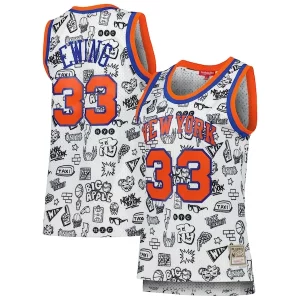 Fantastico Lussuoso Raffinato Patrick Ewing New York Knicks Women's 1991 Doodle Swingman Jersey White