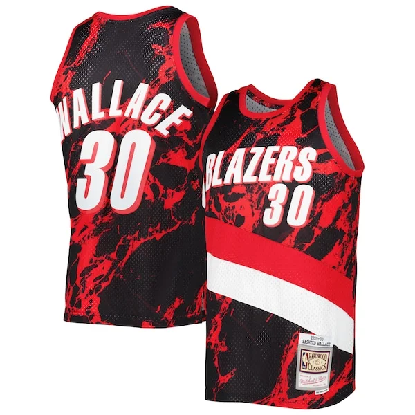Fantastico Lussuoso Rasheed Wallace Portland Trail Blazers 1999/00 Hardwood Classics Marble Swingman Jersey Black