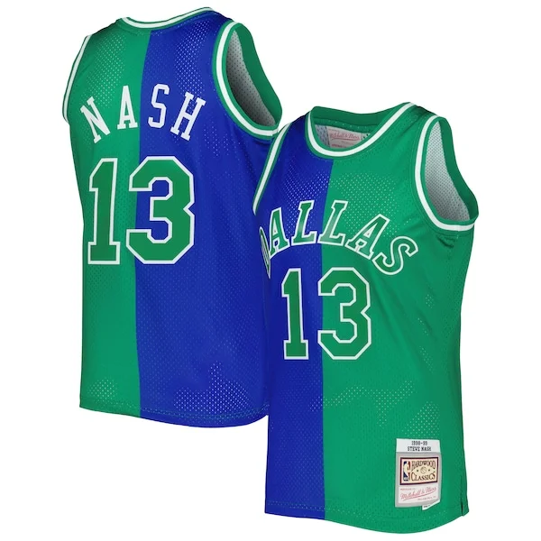Fantastico Raffinato Steve Nash Dallas Mavericks Hardwood Classics 1998/99 Split Swingman Jersey Blue/Green