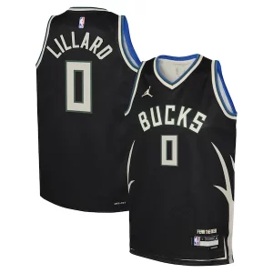 Fascinante Damian Lillard Milwaukee Bucks Jordan Brand Youth Swingman Jersey Statement Edition Black