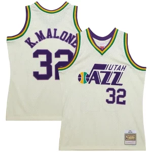 Fascinante Karl Malone Utah Jazz Chainstitch Swingman Jersey Cream