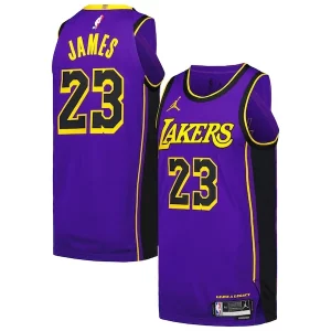 Fascinante Stupendo LeBron James Los Angeles Lakers Jordan Brand Authentic Player Jersey Statement Edition Purple
