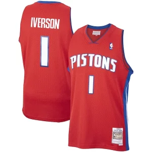Gorgeous Allen Iverson Detroit Pistons 2008/09 Hardwood Classics Swingman Jersey Red