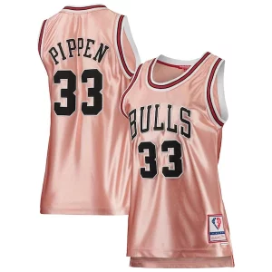 Gorgeous Elegante Magnifico Scottie Pippen Chicago Bulls Women's 75th Anniversary Rose Gold 1997 Swingman Jersey Pink