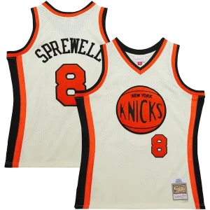 Gorgeous Latrell Sprewell New York Knicks Chainstitch Swingman Jersey Cream