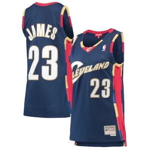 Gorgeous LeBron James Cleveland Cavaliers Women's Hardwood Classics Swingman Jersey Navy