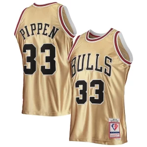 Gorgeous Magnifico Carino Scottie Pippen Chicago Bulls 75th Anniversary 1997/98 Hardwood Classics Swingman Jersey Gold