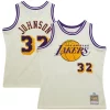 Gorgeous Stupendo Magic Johnson Los Angeles Lakers Chainstitch Swingman Jersey Cream
