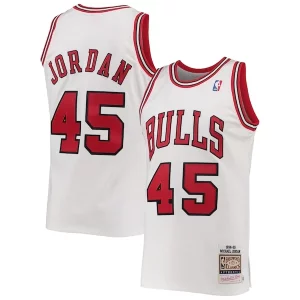 Incantevole Men's Chicago Bulls Michael Jordan White 1994 95 Hardwood Classics Authentic Player Jersey