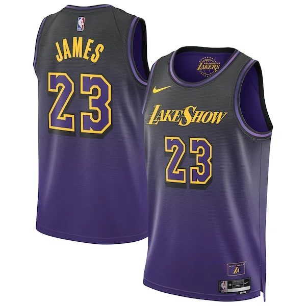 Incantevole Resistente LeBron James Los Angeles Lakers Nike Unisex 2024/25 Swingman Player Jersey City Edition Purple
