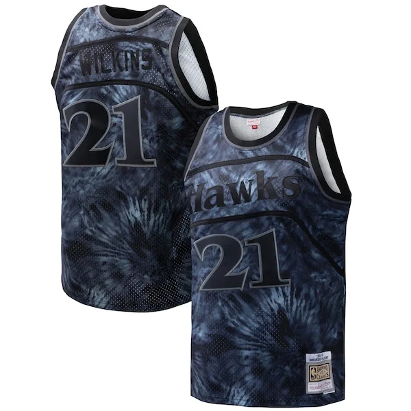 Lussuoso Dominique Wilkins Atlanta Hawks Hardwood Classics 1986/87 Tie Dye Swingman Jersey Black
