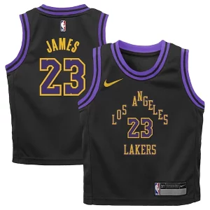 Lussuoso Resistente Sofisticato LeBron James Los Angeles Lakers Nike Preschool 2023/24 Swingman Replica Jersey City Edition Black