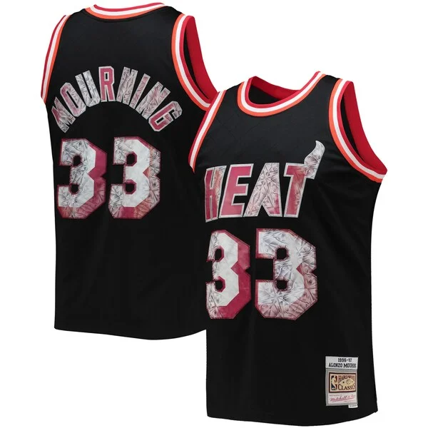 Meraviglioso Alonzo Mourning Miami Heat 1996/97 Hardwood Classics NBA 75th Anniversary Diamond Swingman Jersey Black