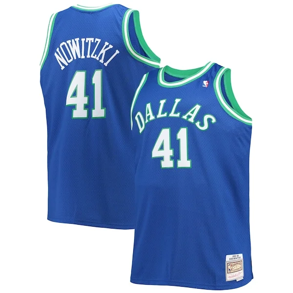 Meraviglioso Dirk Nowitzki Dallas Mavericks Big & Tall 1998/99 Hardwood Classics Swingman Jersey Blue