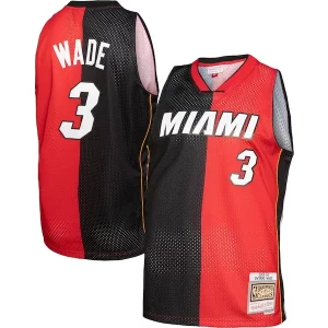 Meraviglioso Dwyane Wade Miami Heat Big & Tall Hardwood Classics 2005/06 Split Swingman Jersey Black/Red