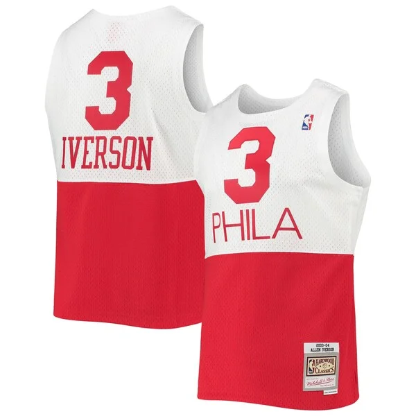 Meraviglioso Elegante Classico Allen Iverson Philadelphia 76ers 2003/2004 Hardwood Classics Swingman Jersey White/Red