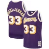 Meraviglioso Kareem Abdul Jabbar Los Angeles Lakers Hardwood Classics Swingman Jersey Purple/Gold