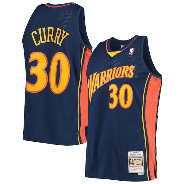 Meraviglioso Stephen Curry Golden State Warriors Hardwood Classics Swingman Jersey Navy/White