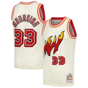 Moderno Alonzo Mourning Miami Heat Chainstitch Swingman Jersey Cream