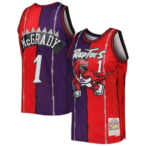 Moderno Incantevole Tracy McGrady Toronto Raptors Hardwood Classics 1998/99 Split Swingman Jersey Purple/Red