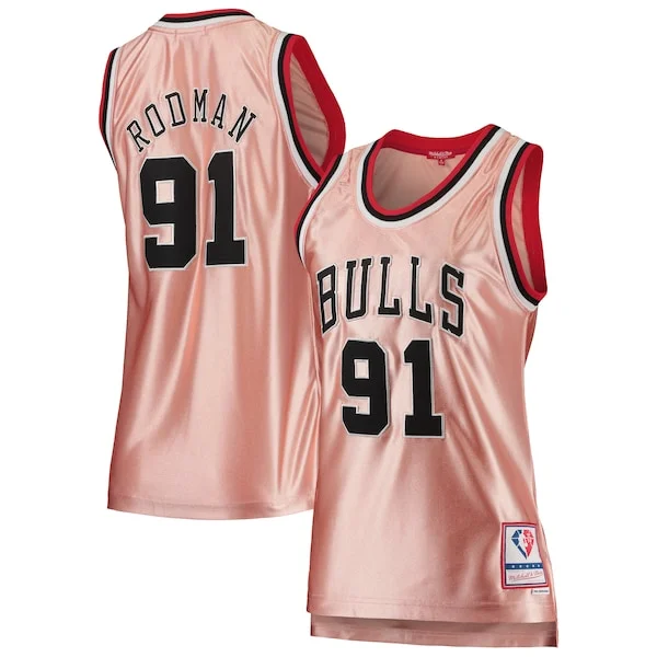 Moderno Resistente Duraturo Dennis Rodman Chicago Bulls Women's 75th Anniversary Rose Gold 1997 Swingman Jersey Pink