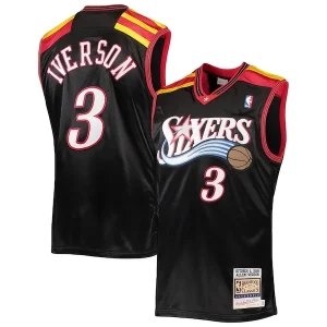 Moderno Trendy Versatile Allen Iverson Philadelphia 76ers 2006 Hardwood Classics Authentic Jersey Black/Red/White