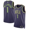 Ottimo Accattivante Lussuoso Zion Williamson New Orleans Pelicans Nike Unisex 2024/25 Swingman Player Jersey City Edition Purple
