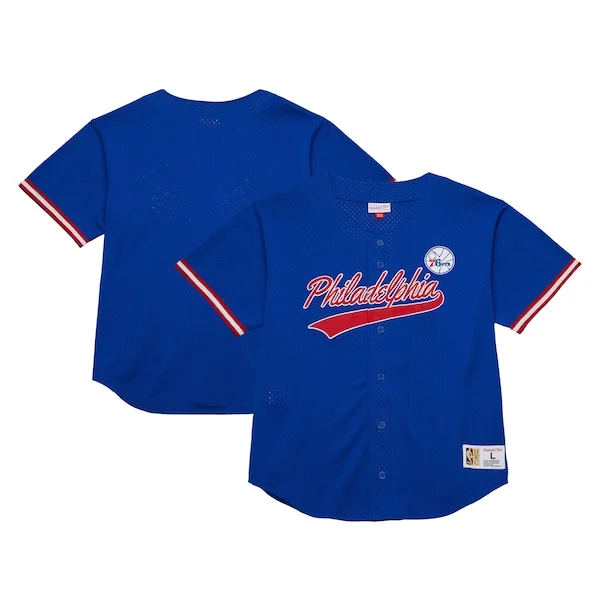 Ottimo Cool Carino Philadelphia 76ers Hardwood Classics On The Clock Mesh Fashion Baseball Jersey Royal