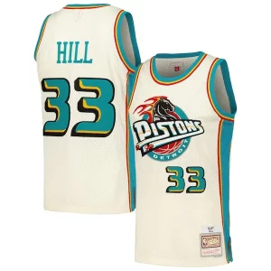 Ottimo Duraturo Grant Hill Detroit Pistons Chainstitch Swingman Jersey Cream