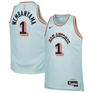 Ottimo Eccezionale Victor Wembanyama San Antonio Spurs Nike Youth 2024/25 Swingman Player Jersey City Edition Light Blue