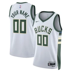 Pratico Attraente Trendy Milwaukee Bucks Nike Unisex Swingman Custom Jersey White Association Edition