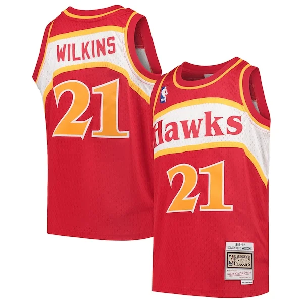 Pratico Dominique Wilkins Atlanta Hawks Youth 1986/87 Hardwood Classics Swingman Throwback Jersey Red