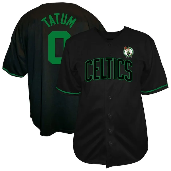 Pratico Robusto Stupendo Jayson Tatum Boston Celtics Profile Big & Tall Name & Number Button Up Jersey Black