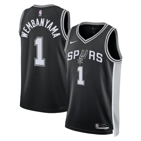 Prestigioso Trendy Bellissimo Victor Wembanyama San Antonio Spurs Nike Unisex 2023 NBA Draft First Round Pick Swingman Jersey Icon Edition Black