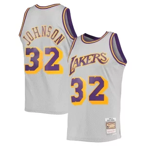 Prestigioso Versatile Magic Johnson Los Angeles Lakers 1984 85 Hardwood Classics Reload 2.0 Throwback Swingman Jersey Gray