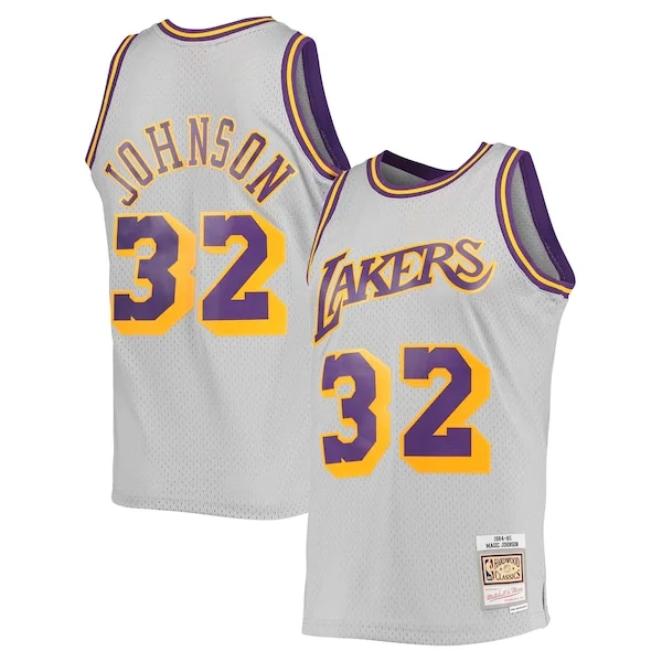 Prestigioso Versatile Magic Johnson Los Angeles Lakers 1984 85 Hardwood Classics Reload 2.0 Throwback Swingman Jersey Gray