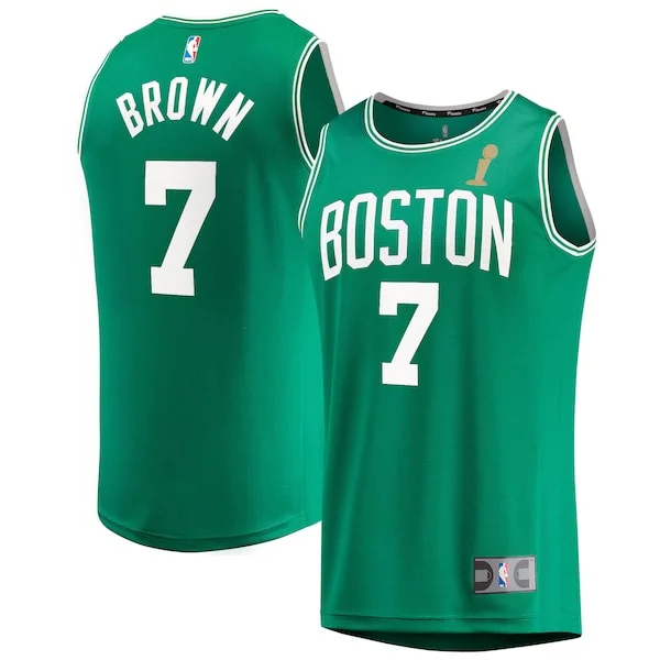 Raffinato Jaylen Brown Boston Celtics 2024 NBA Finals Champions Fast Break Replica Player Jersey Kelly Green Icon Edition