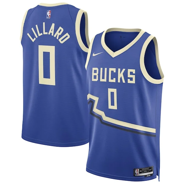 Resistente Damian Lillard Milwaukee Bucks Nike Unisex 2024/25 Swingman Player Jersey City Edition Royal