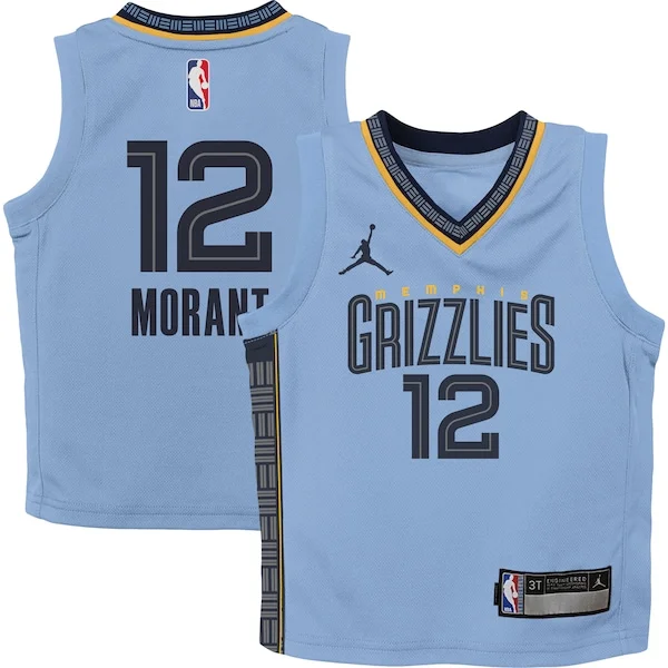 Resistente Duraturo Ja Morant Memphis Grizzlies Jordan Brand Preschool 2022/23 Statement Edition Jersey Light Blue