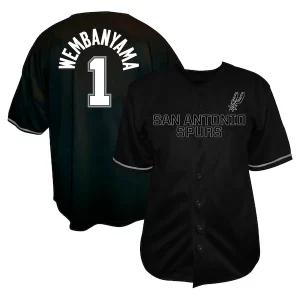 Resistente Incantevole Prestigioso Victor Wembanyama San Antonio Spurs Profile Big & Tall Name & Number Button Up Jersey Black