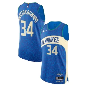 Resistente Nike Giannis Antetokounmpo Milwaukee Bucks Authentic Jersey City Edition Blue
