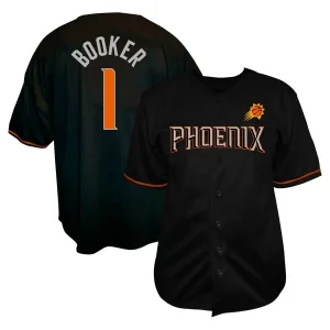 Robusto Devin Booker Phoenix Suns Profile Big & Tall Name & Number Button Up Jersey Black